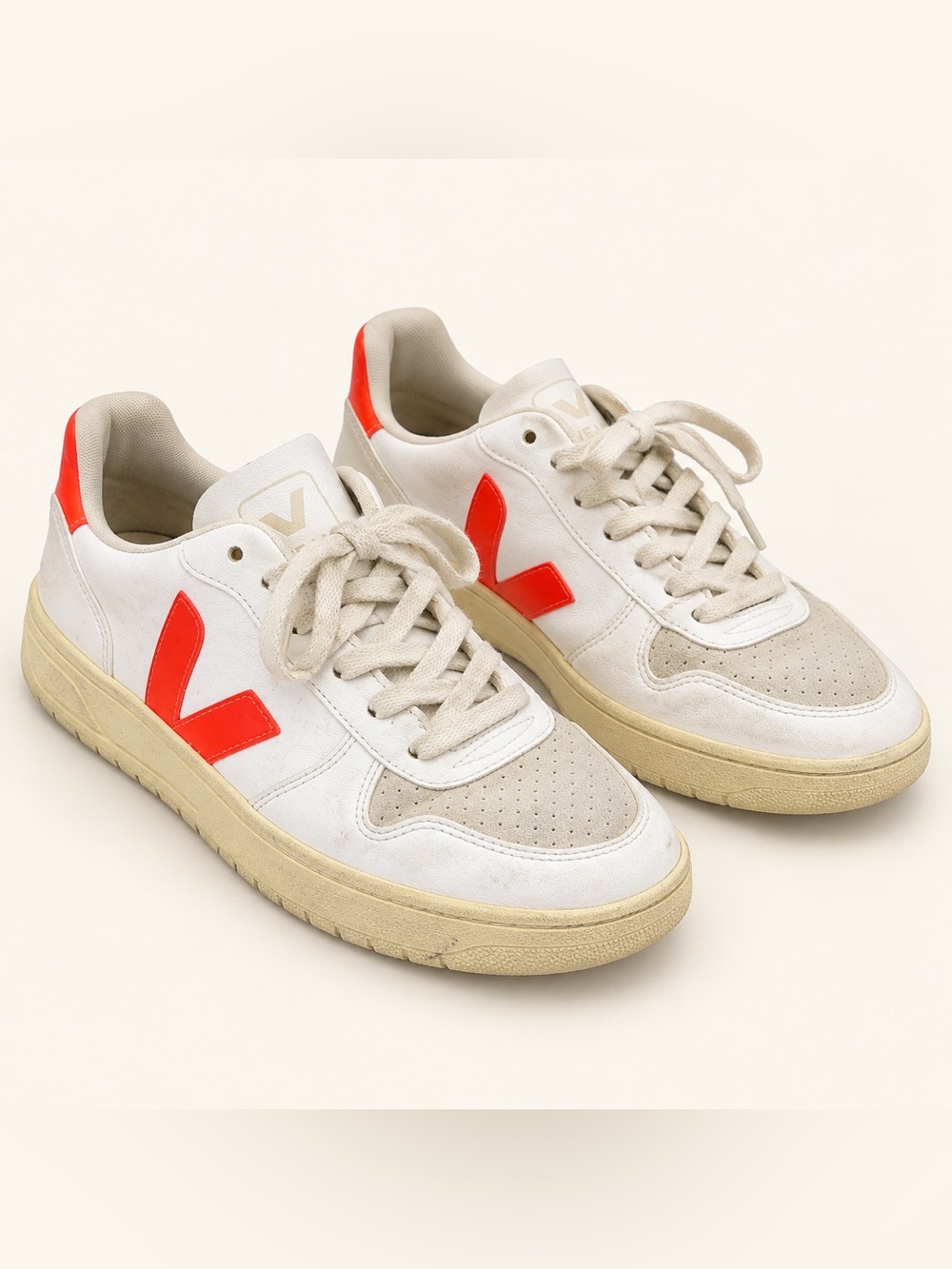 Veja Women’s Sneakers in White with Red-Orange Logo